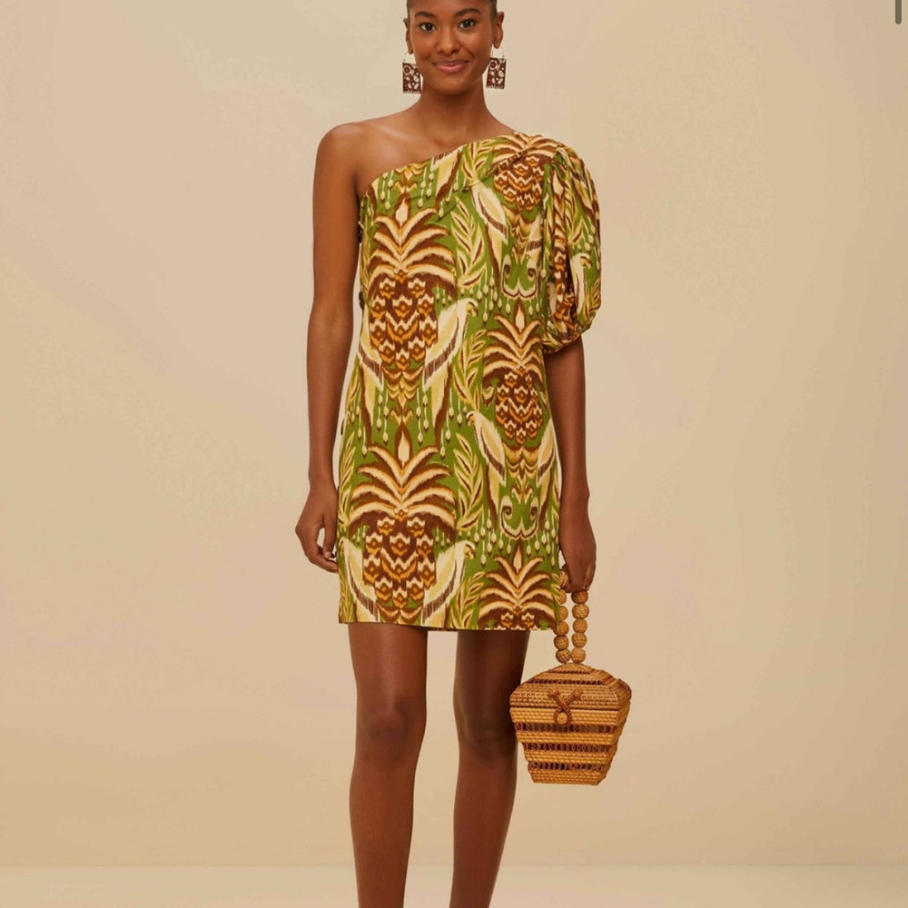 Farm Rio Green Pineapple Tapestry Lenzing™ Ecovero™ Euroflax™ Mini Dress